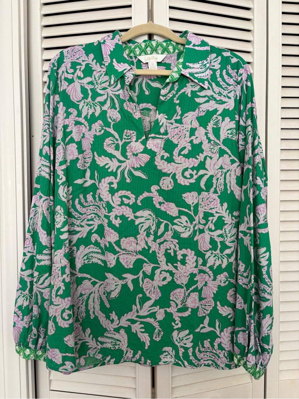 Lilly Pulitzer Green Tunic with Pink & White Floral Print